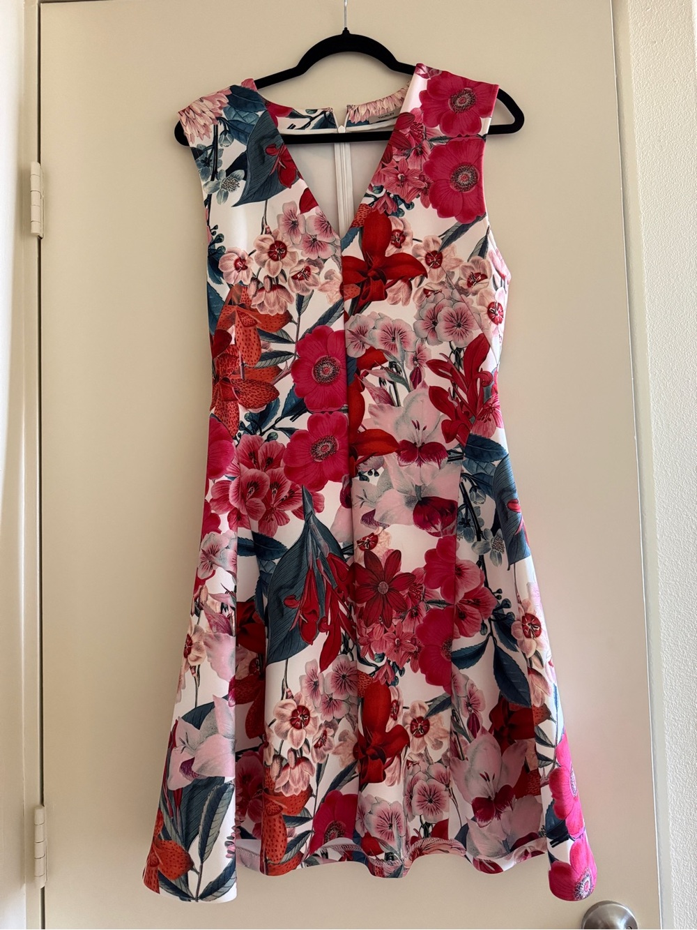 Thurley Pink & Red Floral V-Neck Dress